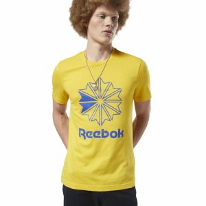 Koszulki Męskie Reebok Classic Big Logo Głęboka Zielone Żółte PL 57FROLU